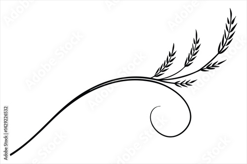 One line lavender sprig gently curving like a musical note