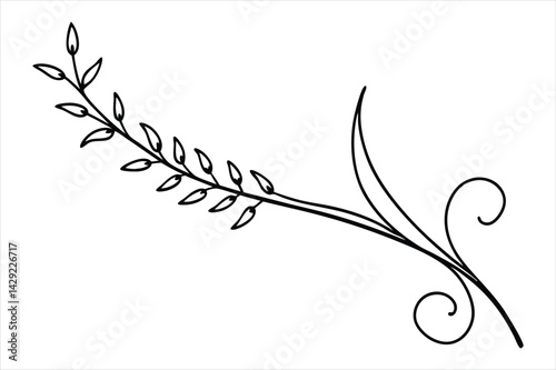 One line lavender sprig gently curving like a musical note