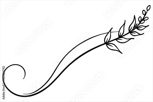 One line lavender sprig gently curving like a musical note
