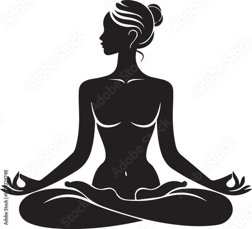 Elegant vector silhouette of a woman in a yoga pose, ideal for wellness and fitness designs