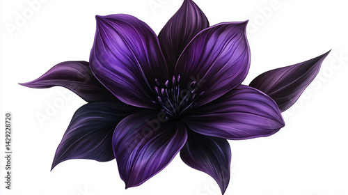 “Elegant Dark Purple Flower Illustration on White Background”

