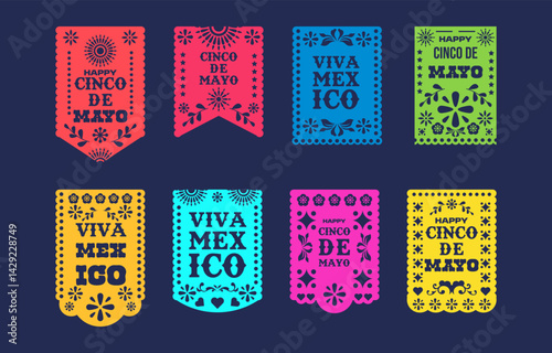 Papel Picado collection with floral template design for cinco de mayo event