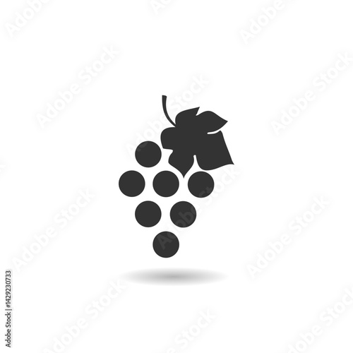Fruits food grape silhouette icon with shadow