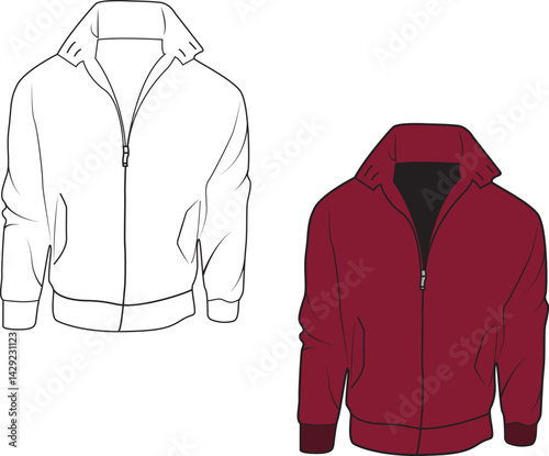 vector illustration of a jacket.stylo mens vintage harrington jacket adults unisex vector design