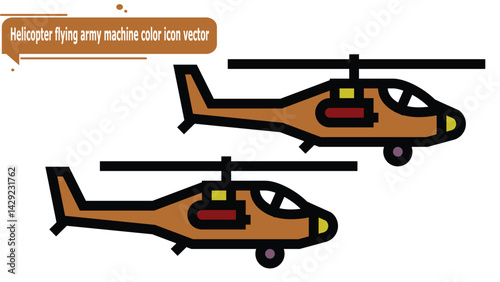 Helicopter flying army machine color icon vector