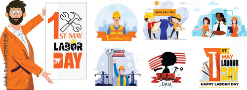 vector cartoon style with people and worker theme, labor day