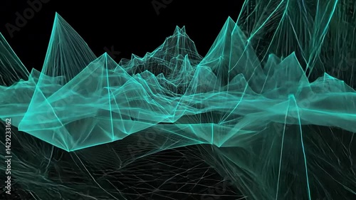 Abstract Teal Mountain Range Digital Art