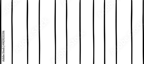 A minimalist abstract pattern featuring evenly spaced thin straight black lines on a white background. The lines are straight and parallel, creating a clean and structured design. There are slight ran