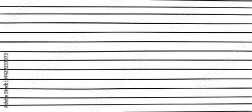 A minimalist abstract pattern featuring evenly spaced thin straight black lines on a white background. The lines are straight and parallel, creating a clean and structured design. There are slight ran