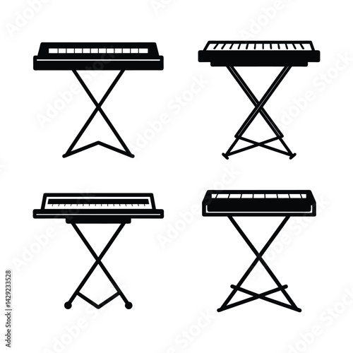 A set of keyboard stands silhouette vector art illustration