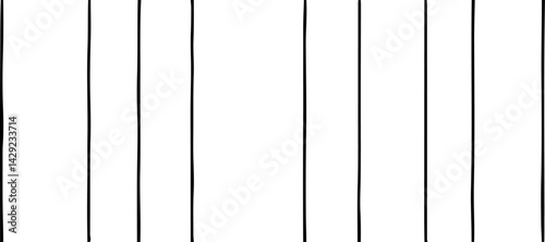 A minimalist abstract pattern featuring evenly spaced thin straight black lines on a white background. The lines are straight and parallel, creating a clean and structured design. There are slight ran