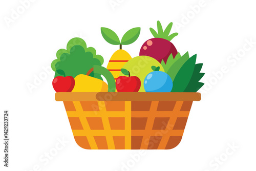 basket with fruits and vegetables