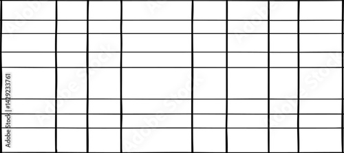 A minimalist abstract pattern featuring evenly spaced thin straight black lines on a white background. The lines are straight and parallel, creating a clean and structured design. There are slight ran