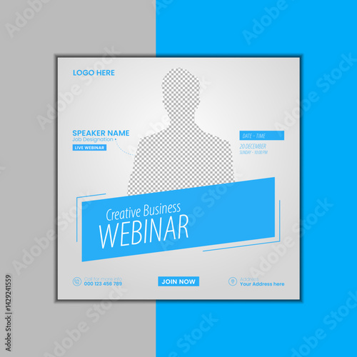 Webinar Social Media Post Template  Editable Online Event Banner for Business and Education Promotion
