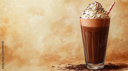 Delicious Chocolate Frosty Drink with Whipped Cream