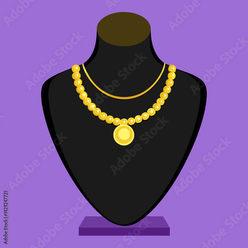gold necklace on black background