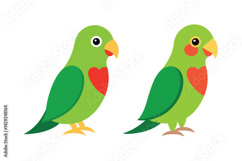 A set of lovebird colorful vector art illustration