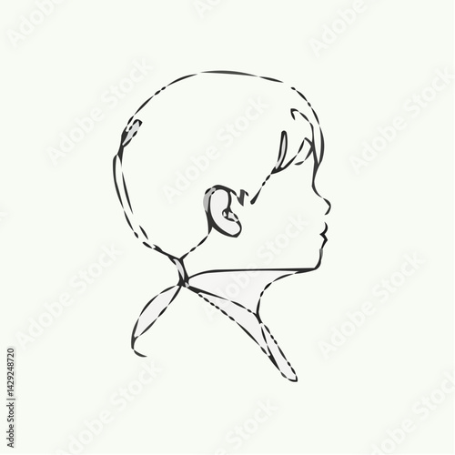 Outline of a child profile icon design  
