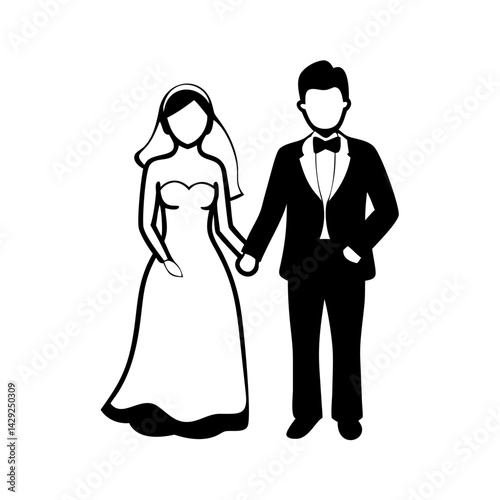 bride and groom icon, bride and groom silhouette vector illustration-Editable Vector Art of bride and groom,bride and groom vector
