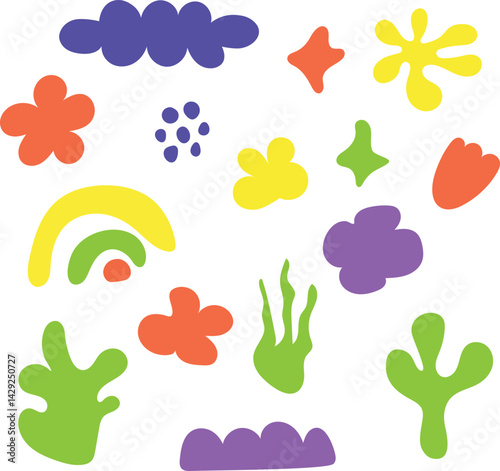 Flowers and plants, modern floral botanical templates for design, hand drawn. Vector modern set of hand drawn with abstract elements. Design kit.