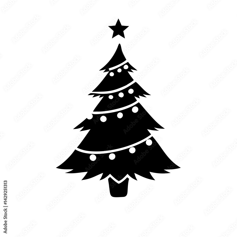 Obraz premium christmas tree icon, christmas tree silhouette vector illustration-Editable Vector Art of christmas tree,christmas tree vector