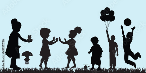 Happy Children Playing Icon Symbol Sign Pictogram .