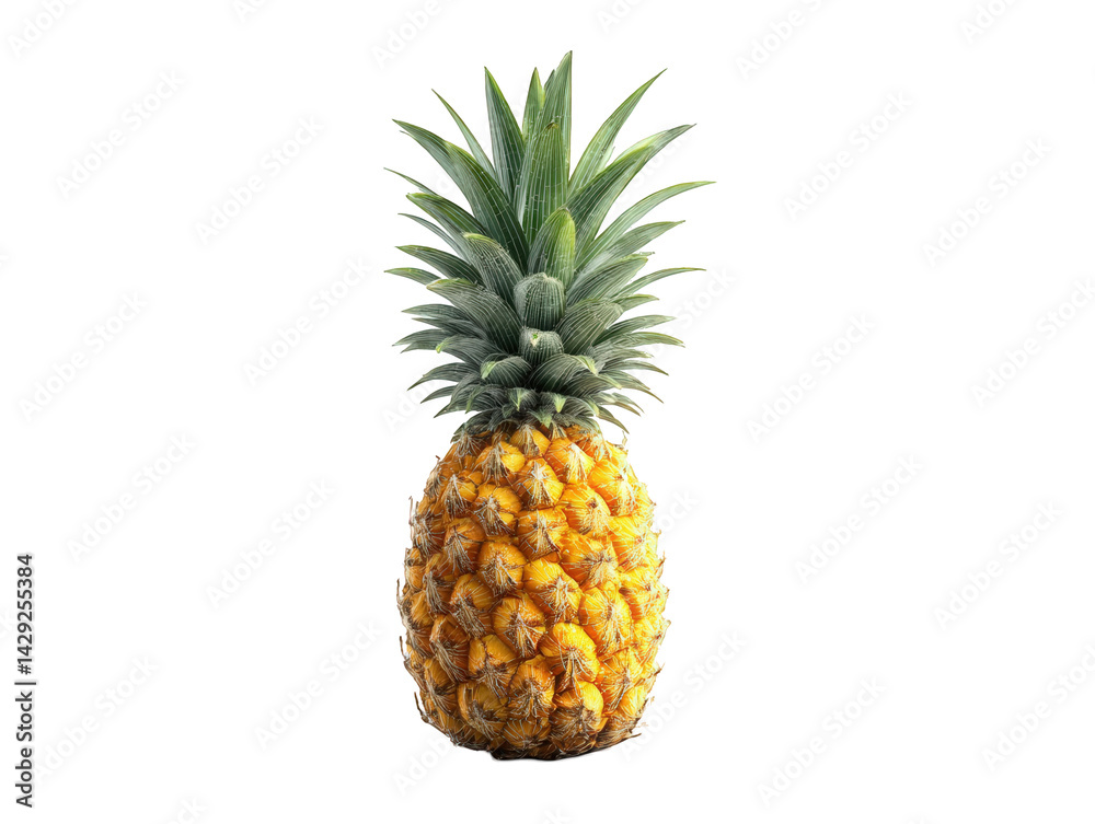 A single ripe pineapple isolated over png transparent background A single ripe pineapple isolated over png transparent background
