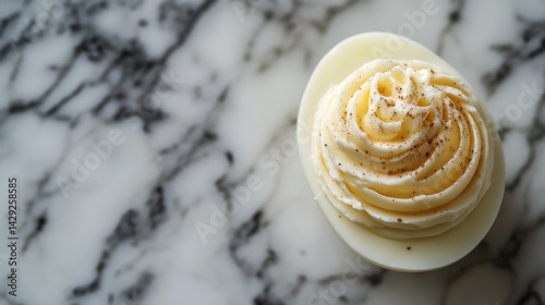 Deviled Egg with Creamy Filling and Spice Topping