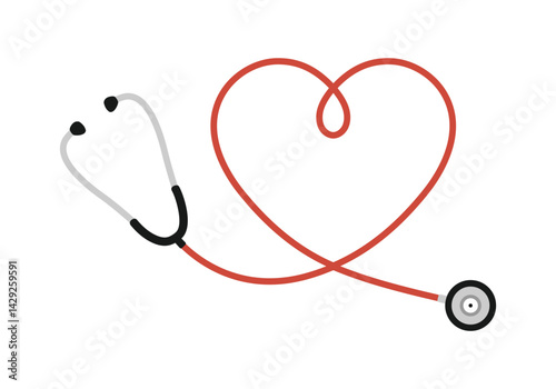 Stethoscope forming heart with its cord Icon Design Symbol