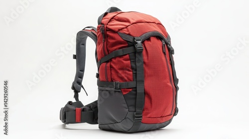 Compact daypack with adjustable chest and waist straps, ideal for travel, isolate on white background
