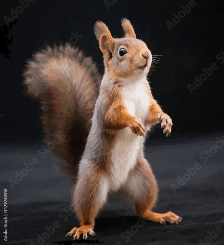 illustration of Standing Squirrel Alert on Black Background