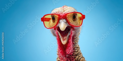 Cool turkey bird with red sunglasses