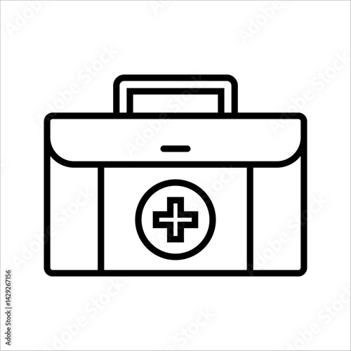 First aid kit icon set. Medical box with cross. Medical emergency equipment. Healthcare concept.