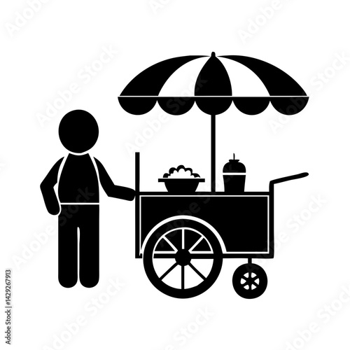 street vendor cart icon, street vendor cart silhouette vector illustration-Editable Vector Art of street vendor cart,street vendor cart vector