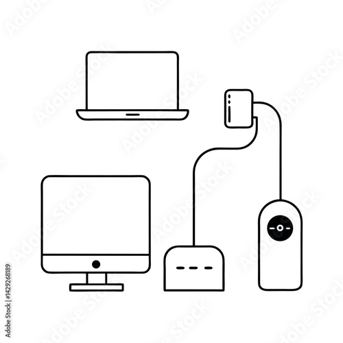 Smart TV Dongle Line Drawing Vector
