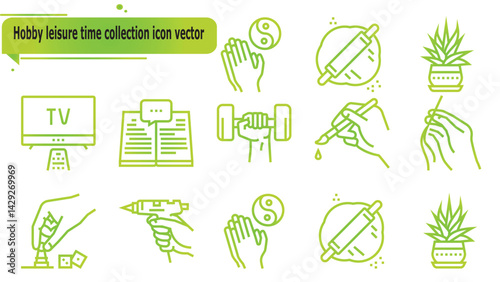 Hobby leisure time collection icon vector
