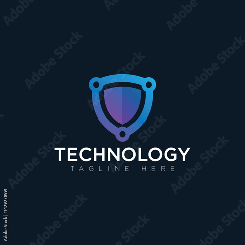 Tachnology logo, tagline here, vector logo, shield