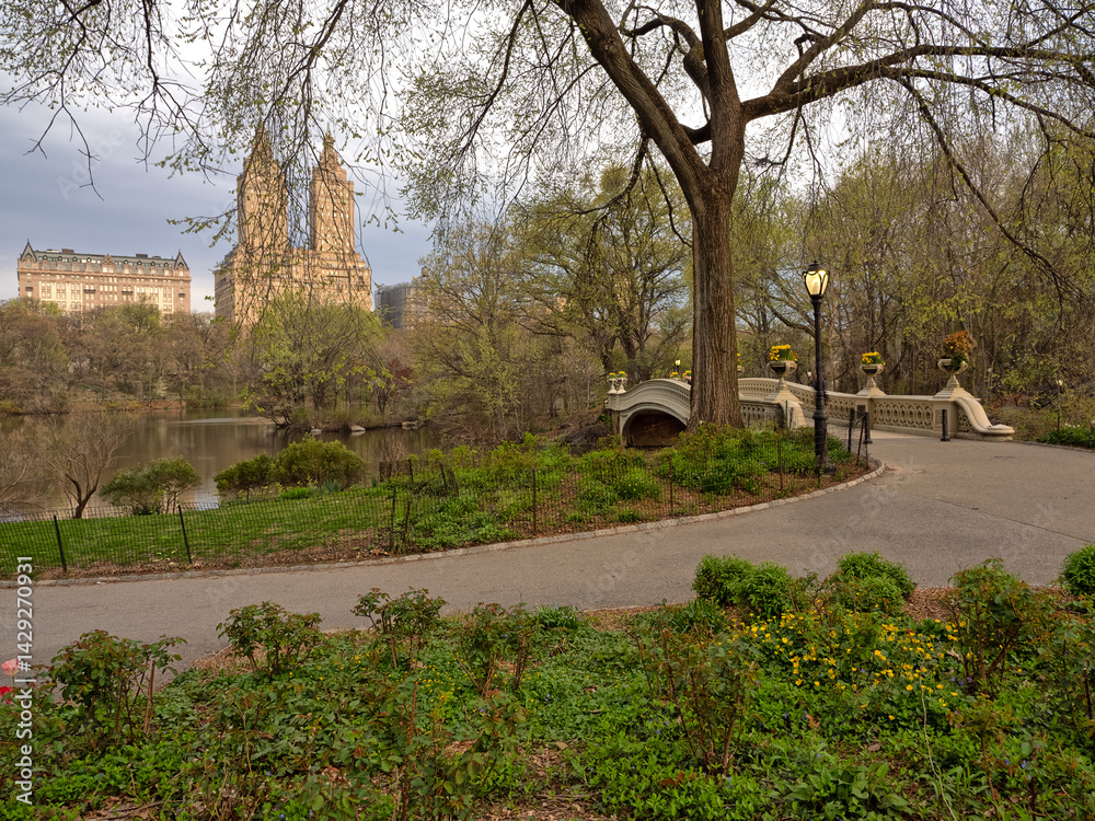 Bow bridge in early spring