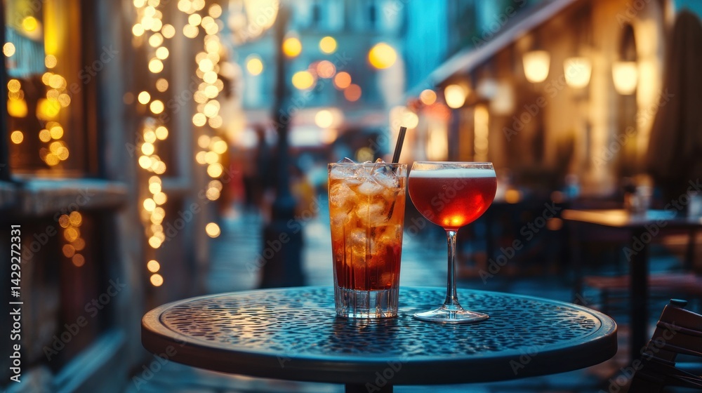 Evening drinks on a patio Evening drinks on a patio