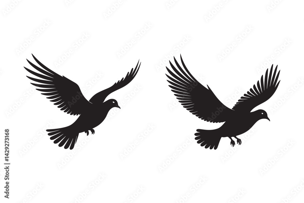Fototapeta premium Flying Bird Silhouette SVG Dove Clipart for Cricut, Tattoo, and Design Projects