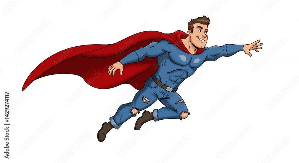 Fototapeta premium Cartoon superhero flying action illustration