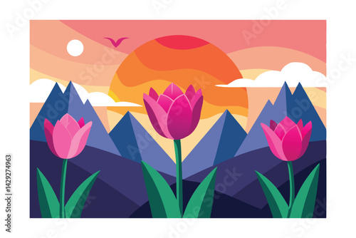 spring tulips vector illustration