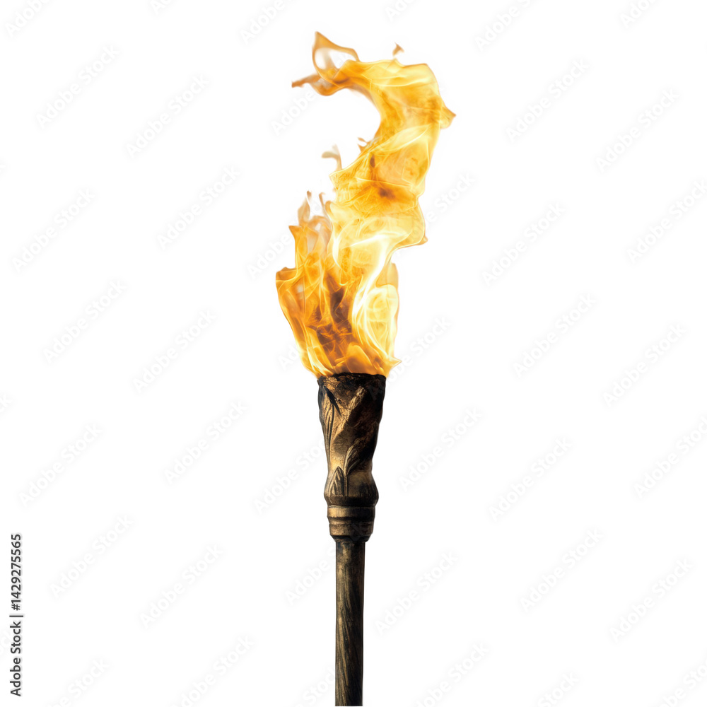 A burning torch on black isolated over png transparent background A burning torch on black isolated over png transparent background