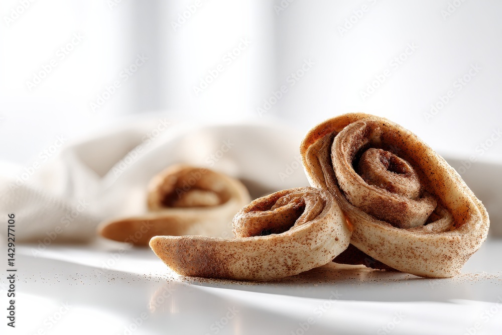 Delicious Cinnamon Rolls on a Bright Table Setting for Breakfast