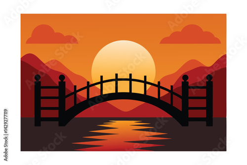 sunset view on a roman bridge