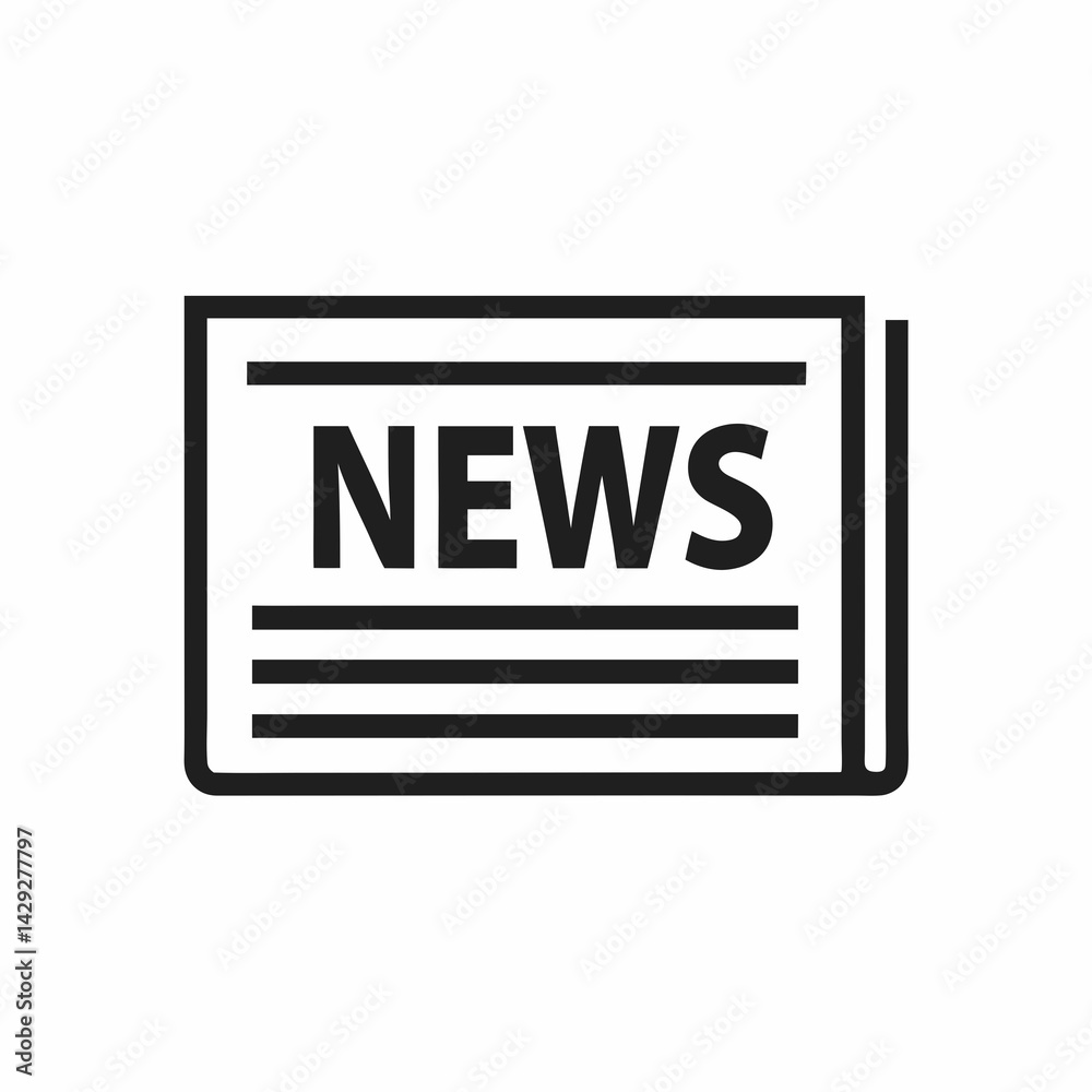 Minimalistic Vector Illustration Of A Newspaper Icon With News Headlines Minimalistic Vector Illustration Of A Newspaper Icon With News Headlines