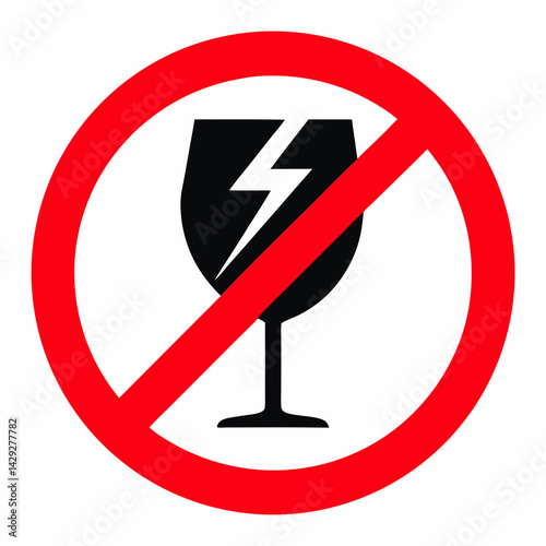 Fragile Package Symbol Prohibited Do Not Drop Warning Sign Vector Illustration