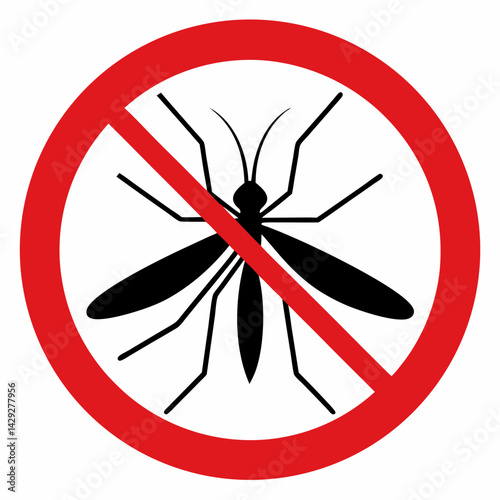 No Mosquitoes Allowed Red Circle Sign Vector Illustration Isolated