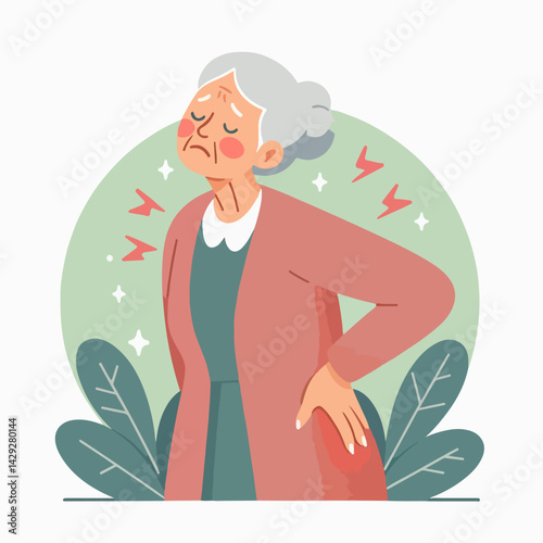 vector set of senior people with back pain