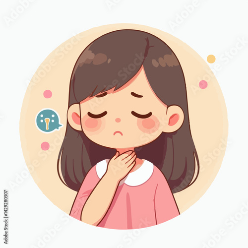 set vector kids sore throat
